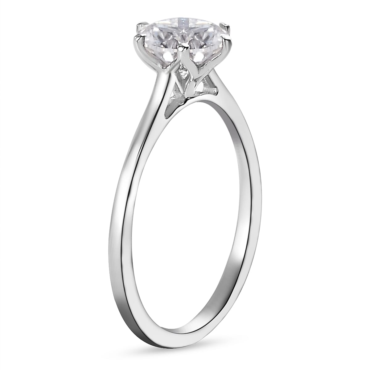 Moissanite Solitaire Ring in Platinum Overlay Sterling Silver 1.00 Ct.