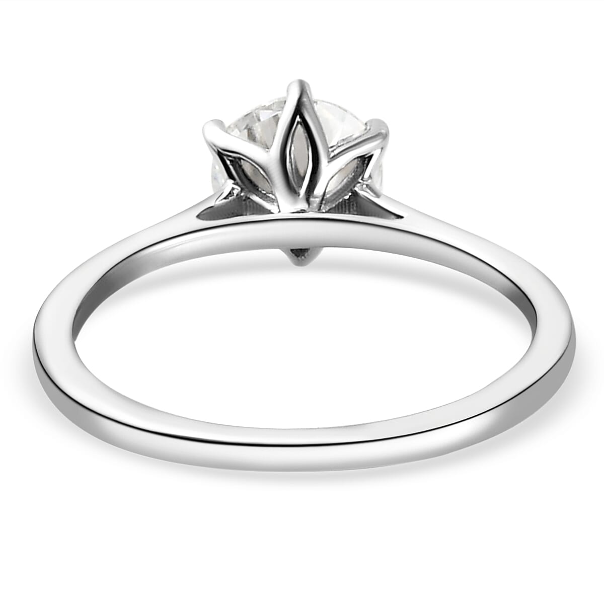 Moissanite Solitaire Ring in Platinum Overlay Sterling Silver 1.00 Ct.
