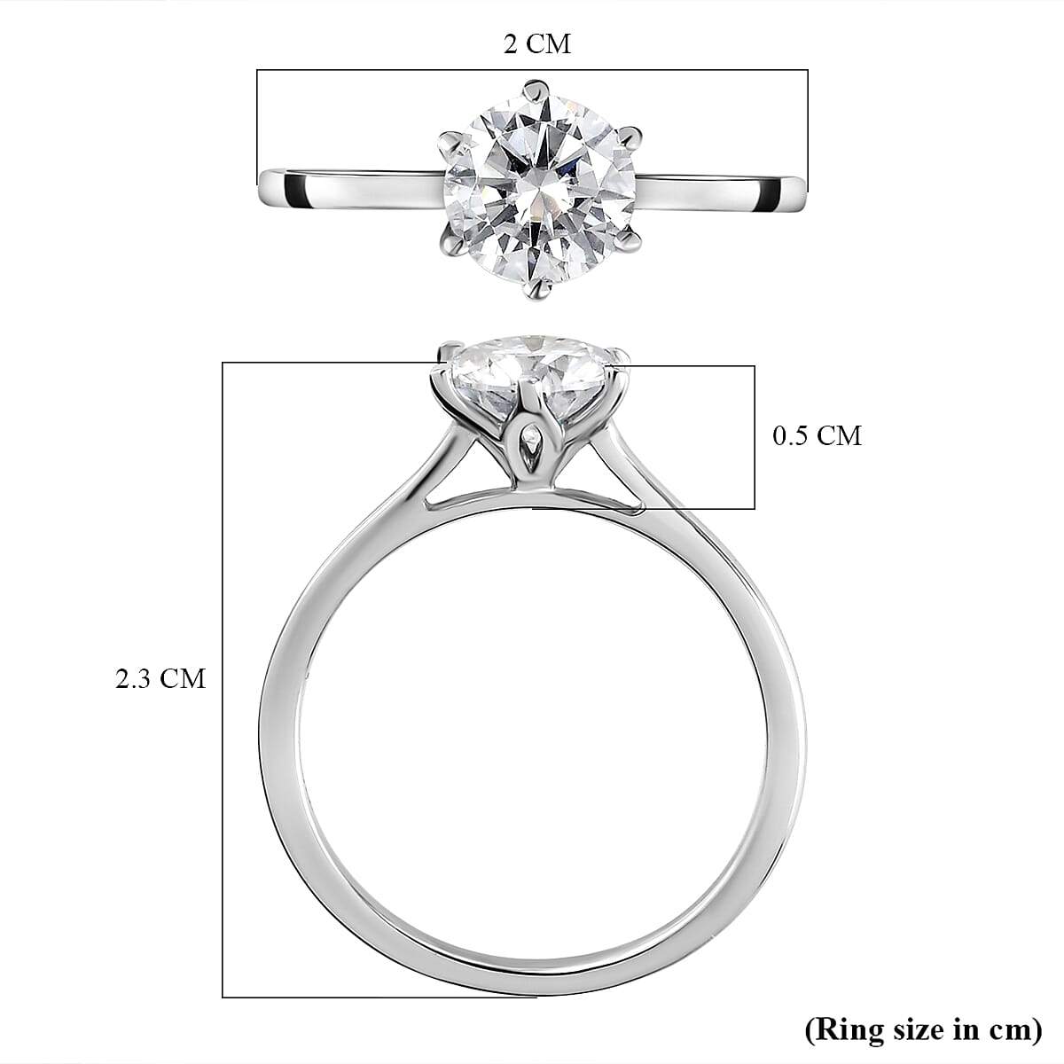Moissanite Solitaire Ring in Platinum Overlay Sterling Silver 1.00 Ct.