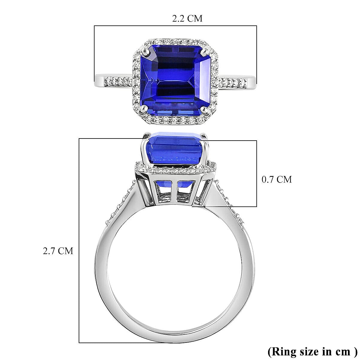 RHAPSODY 950 Platinum AAAA Tanzanite and Diamond( VS-E-F) Ring 5.55 Ct, Platinum Wt. 5.40 Gms RHAPSODY 950 Platinum AAAA Tanzanite and Diamond( VS-E-F) Ring 5.55 Ct, Platinum Wt. 5.40 Gms