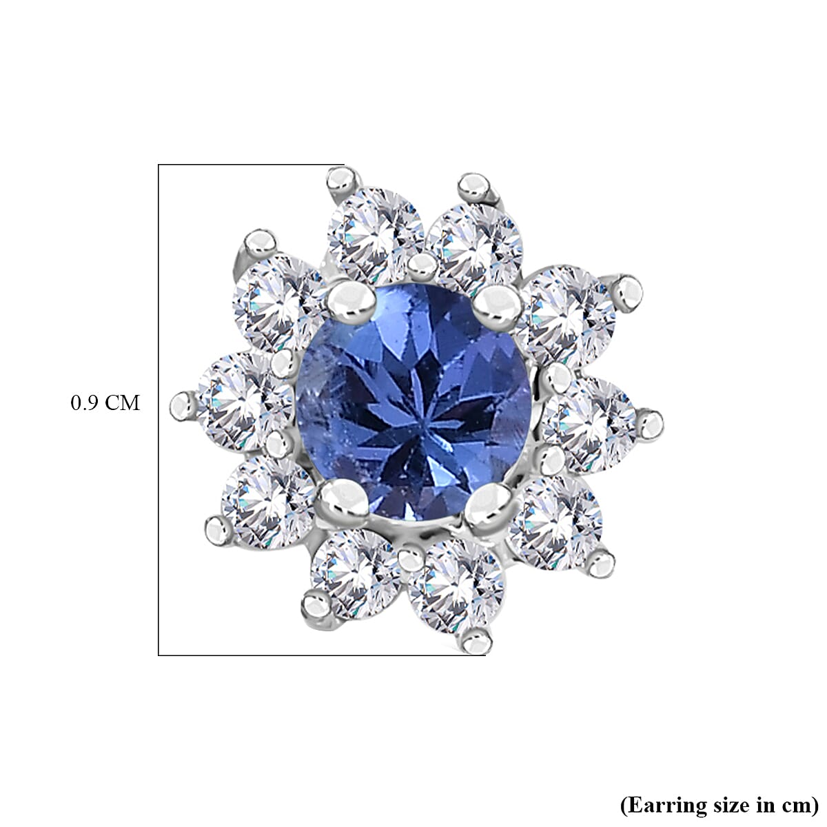 Tanzanite and Natural Cambodian Zircon Stud Earrings (With Push Back) in Sterling Silver 1.20 Ct.