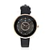 STRADA Japanese Movement Black Dial Water Resistant Watch with Black Leather Strap