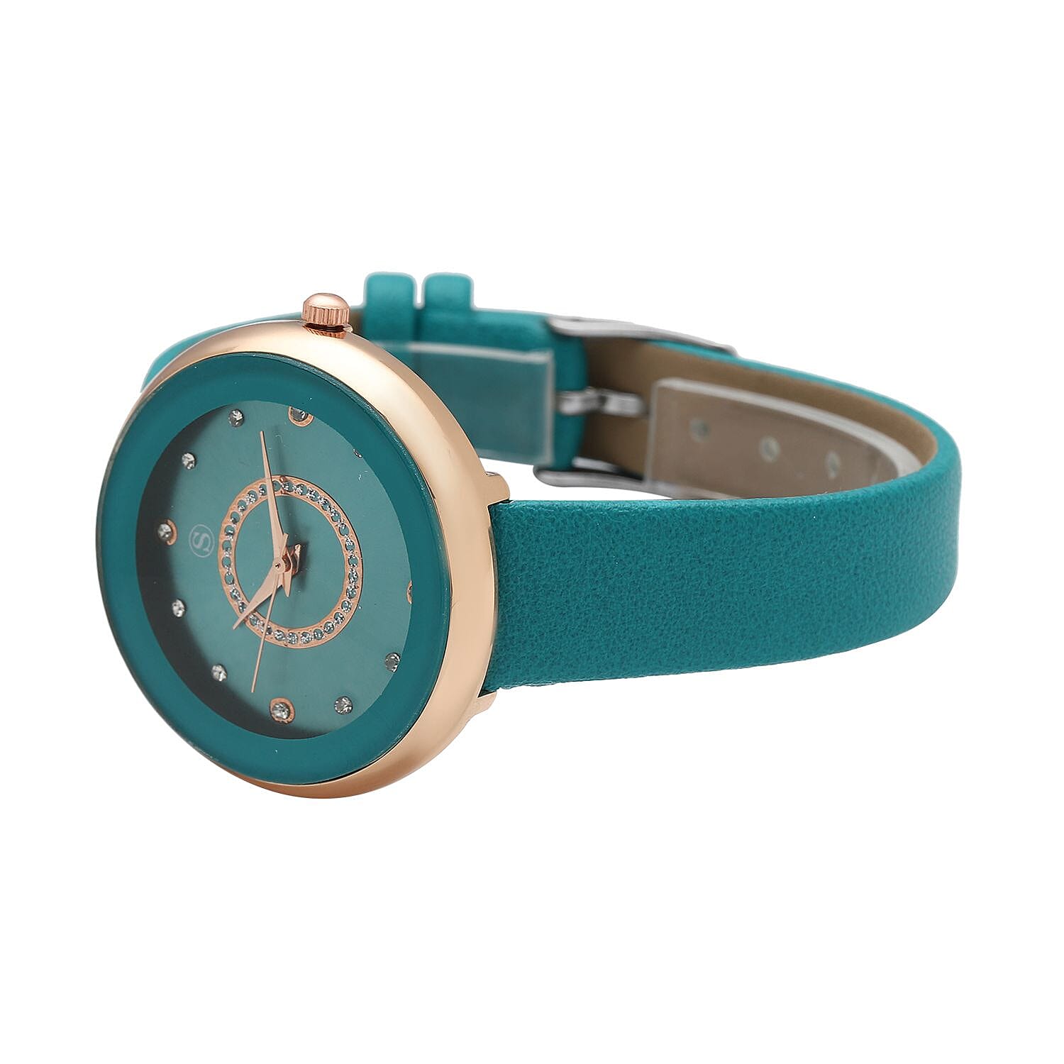 STRADA Japanese Movement Teal Dial Water Resistant Watch with Teal Colour Strap
