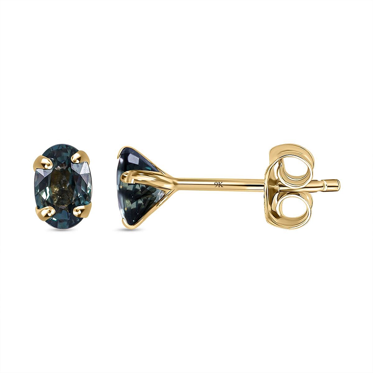 9K Yellow Gold Australian Sapphire Earrings 1.04 Ct.