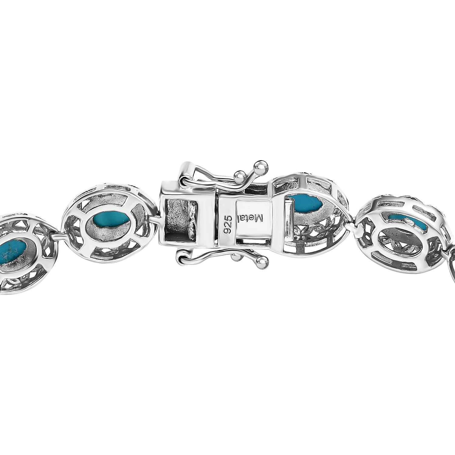 Arizona Sleeping Beauty Turquoise Tennis Bracelet (Size - 7) in Platinum Overlay Sterling Silver 3.71 Ct, Silver Wt. 13.77 Gms
