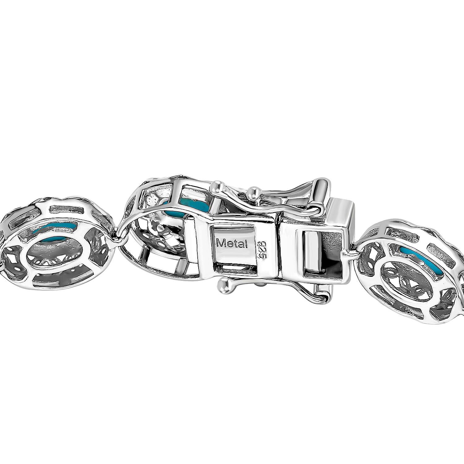 Arizona Sleeping Beauty Turquoise Tennis Bracelet (Size - 7.5) in Platinum Overlay Sterling Silver 3.95 Ct, Silver Wt. 14.01 Gms