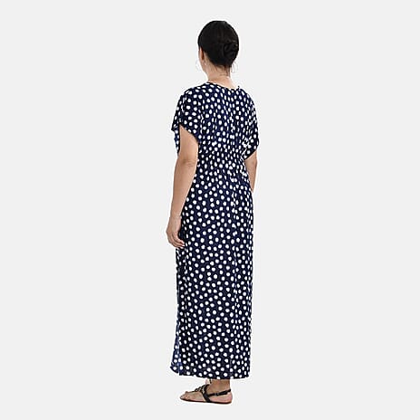 Close Out - Stretch Jersey Maxi Dress (One Size,8-18) - Navy Blue - White
