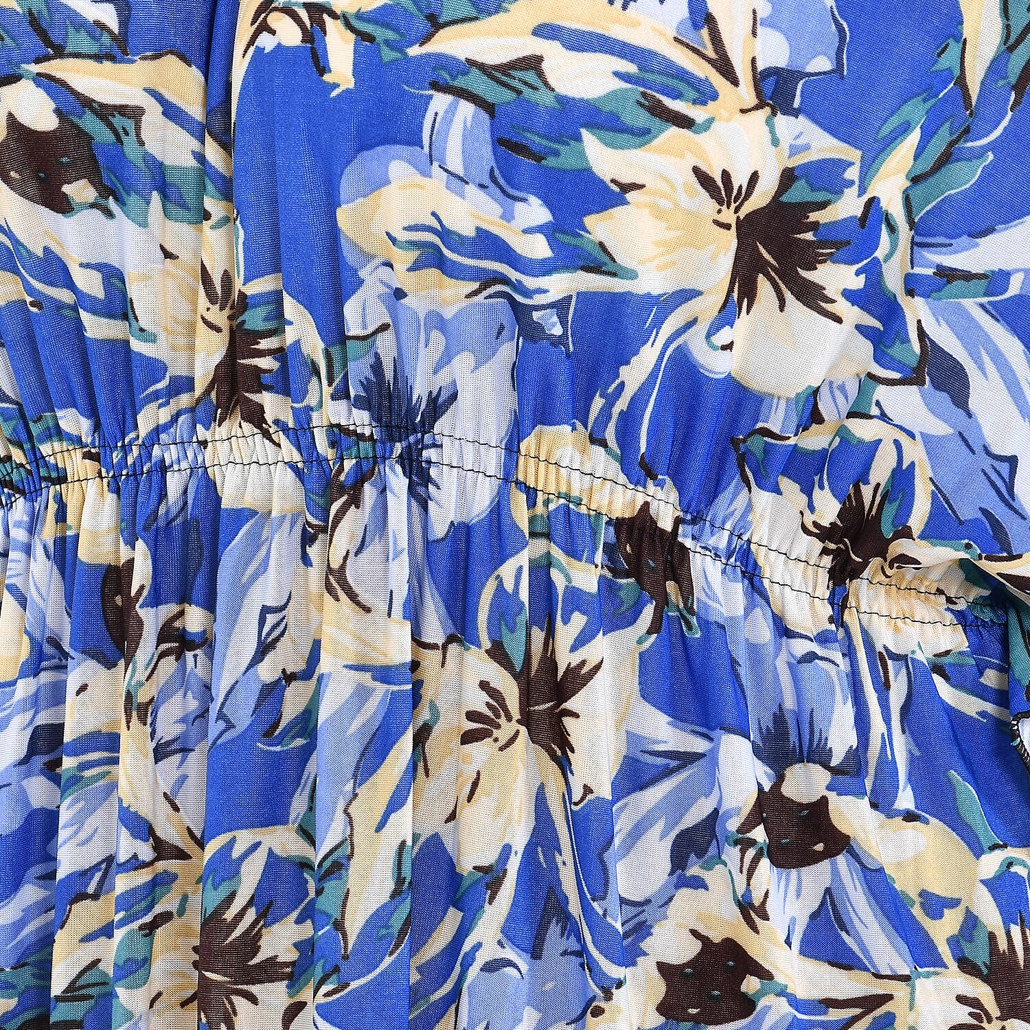 Close Out - Stretch Jersey Maxi Dress (One Size,8-18) - Blue & Yellow