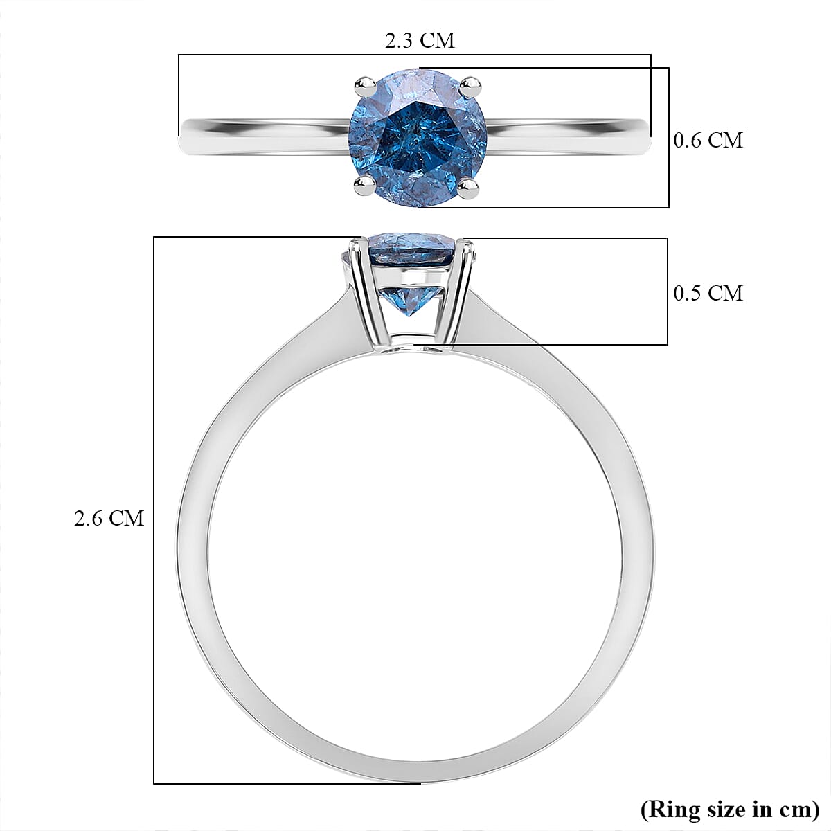 BIGGEST BLUE DIAMOND DEAL 2023 14K White Gold SGL Certified Blue Diamond (I1-I2) Solitaire Ring 1.00 Ct.