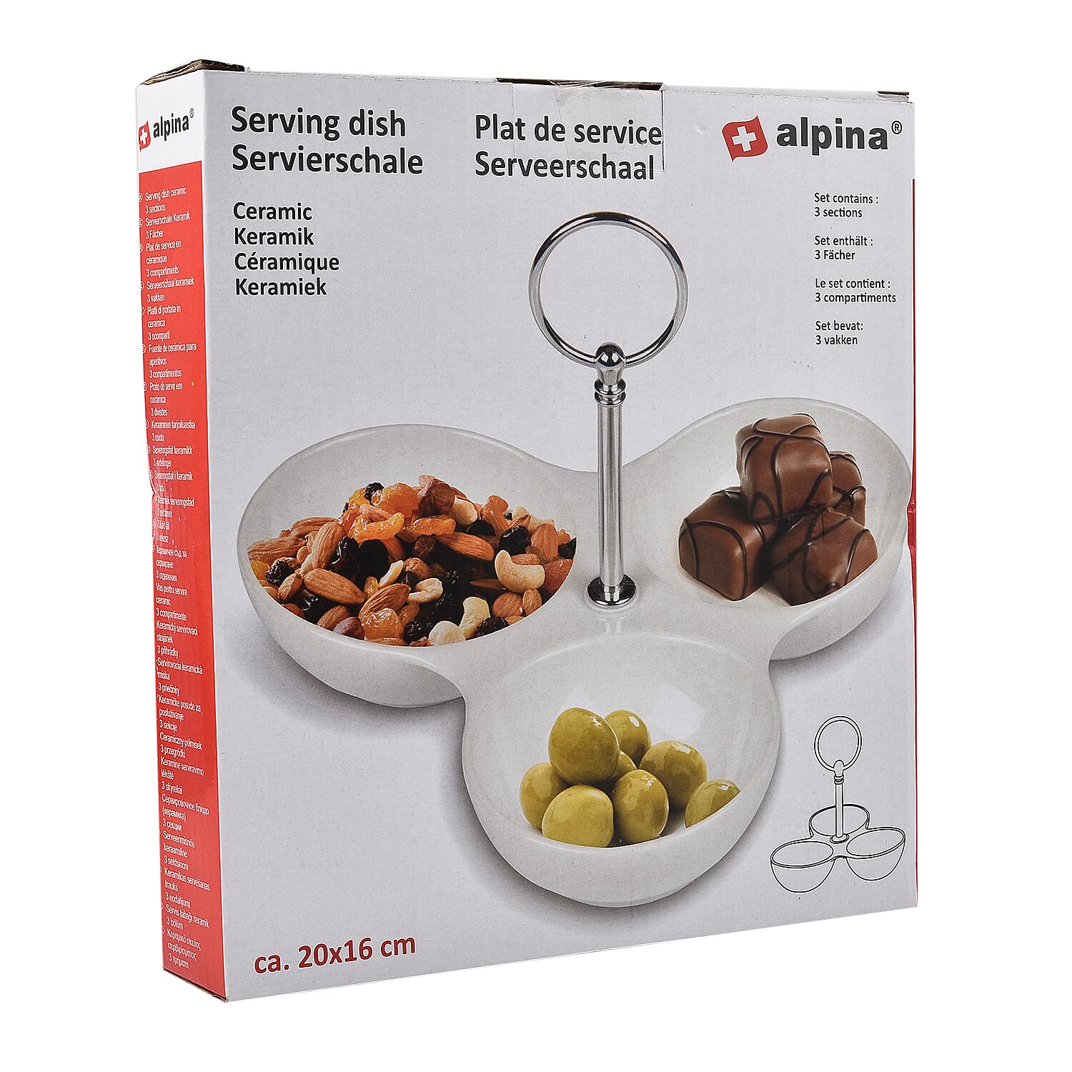 Serving Dish with 3 Sections (Size 17x12 cm)