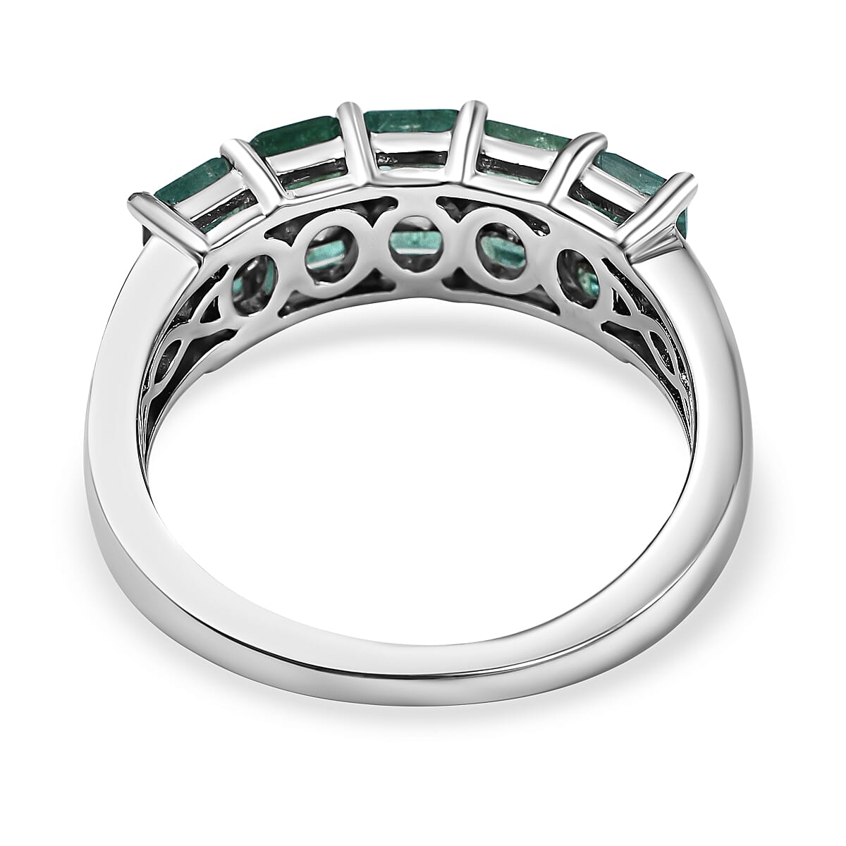 AAA Gemfields Emerald Half-Eternity Ring in Rhodium Overlay Sterling Silver 1.95 Ct