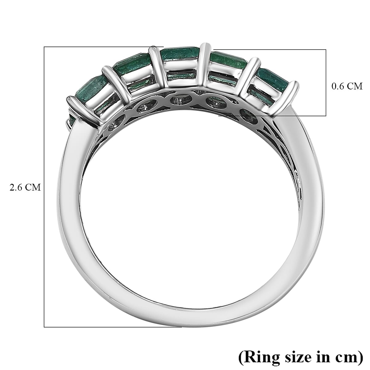 AAA Gemfields Emerald Half-Eternity Ring in Rhodium Overlay Sterling Silver 1.95 Ct
