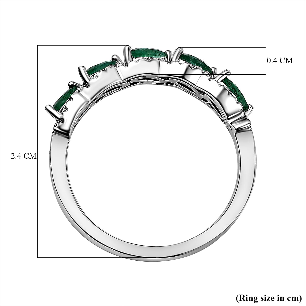 AAA Gemfields Emerald and Natural Zircon Ring in Rhodium Overlay Sterling Silver 1.10 Ct