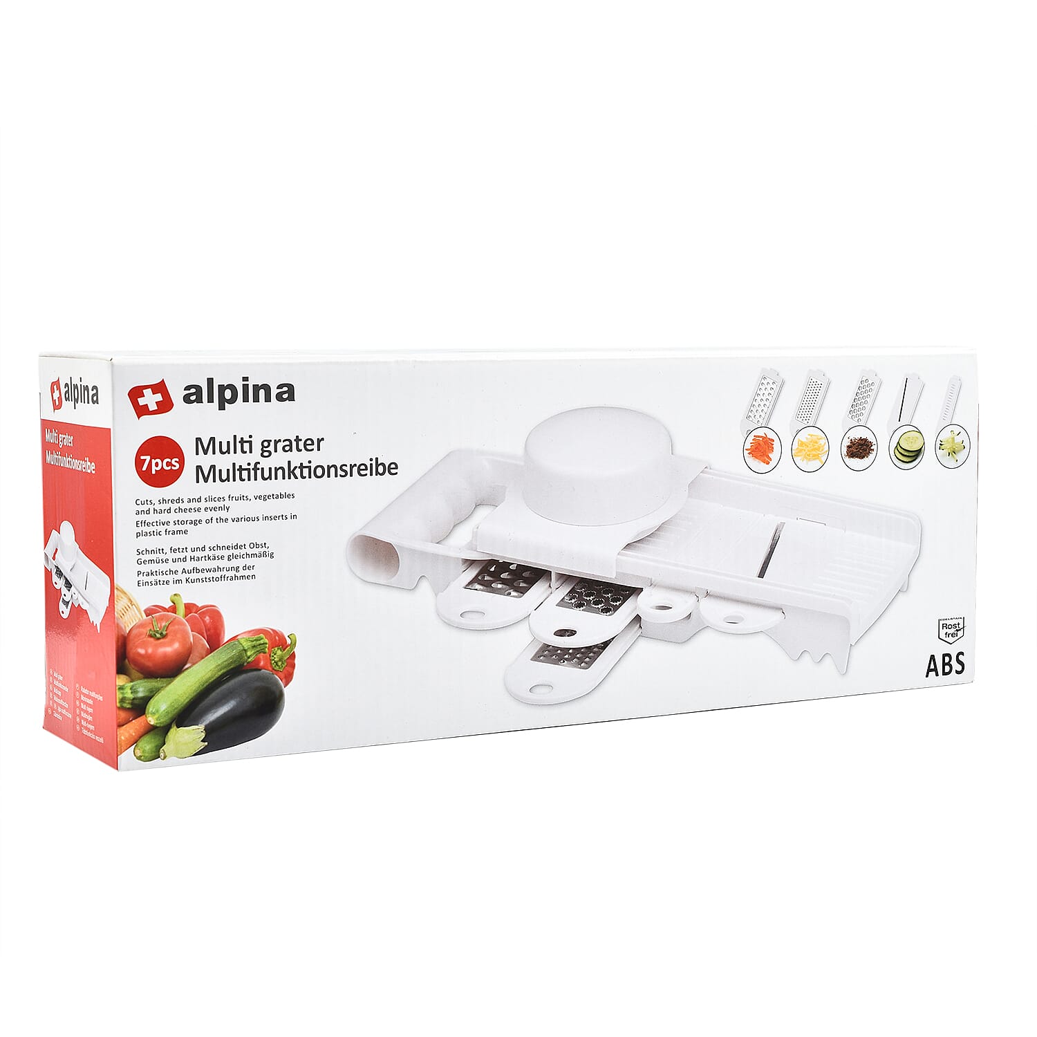 Alpina (7pcs) 5-in-1 Multi Grater & Vegetable Slicer Julienne with Stainless Steel 5 Blade