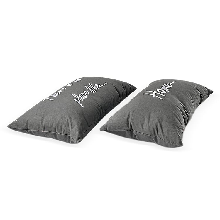 Set of 2 - 100% Cotton Embroidered Pillow (Size 50x30 Cm) - Grey