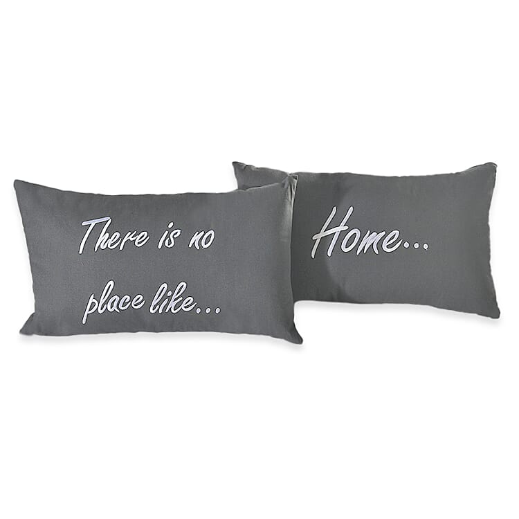 Set of 2 - 100% Cotton Embroidered Pillow (Size 50x30 Cm) - Grey