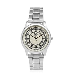 GENOA Japan Movement White Dial Water Resistant Watch with Stainless Steel Strap