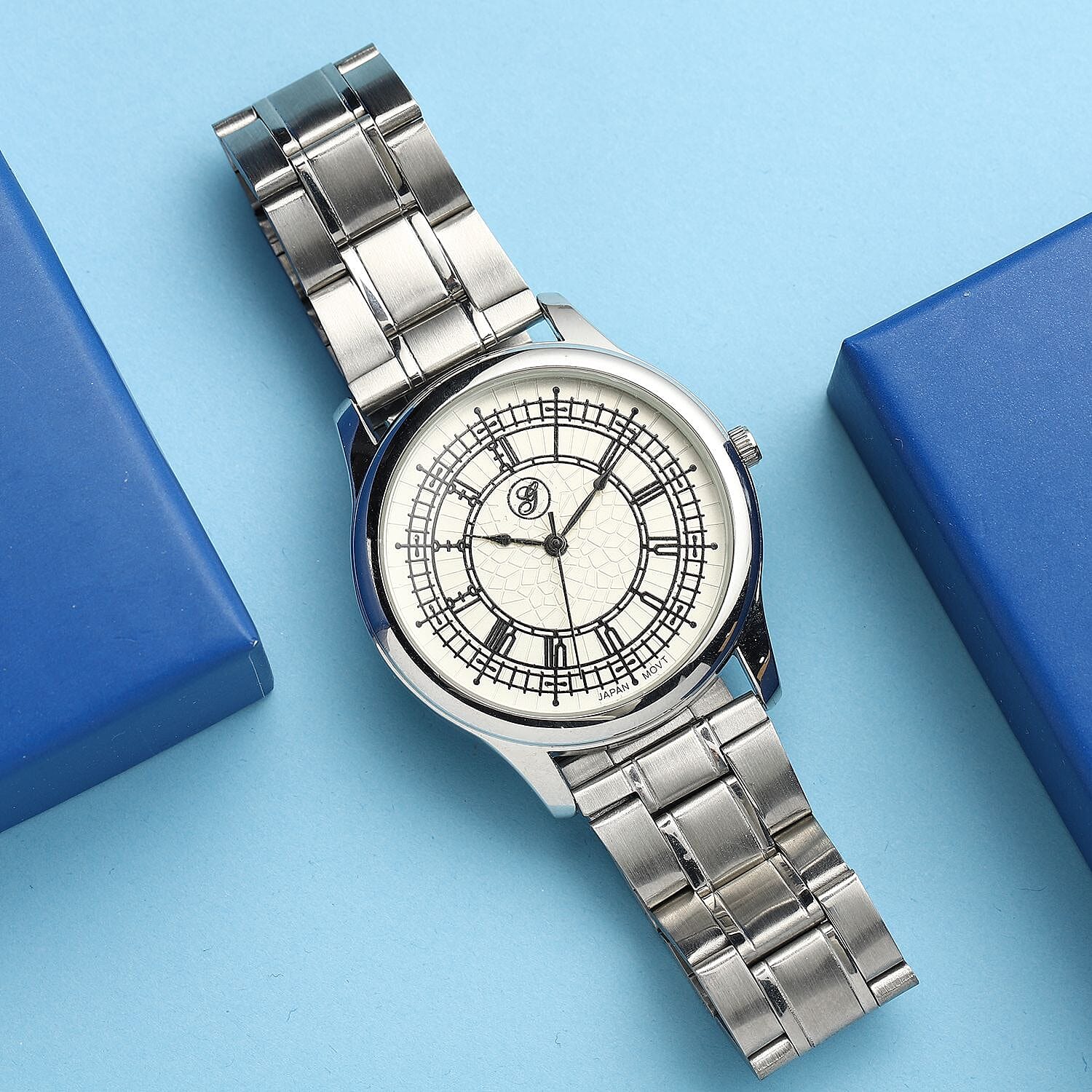 GENOA Japan Movement White Dial Water Resistant Watch with Stainless Steel Strap