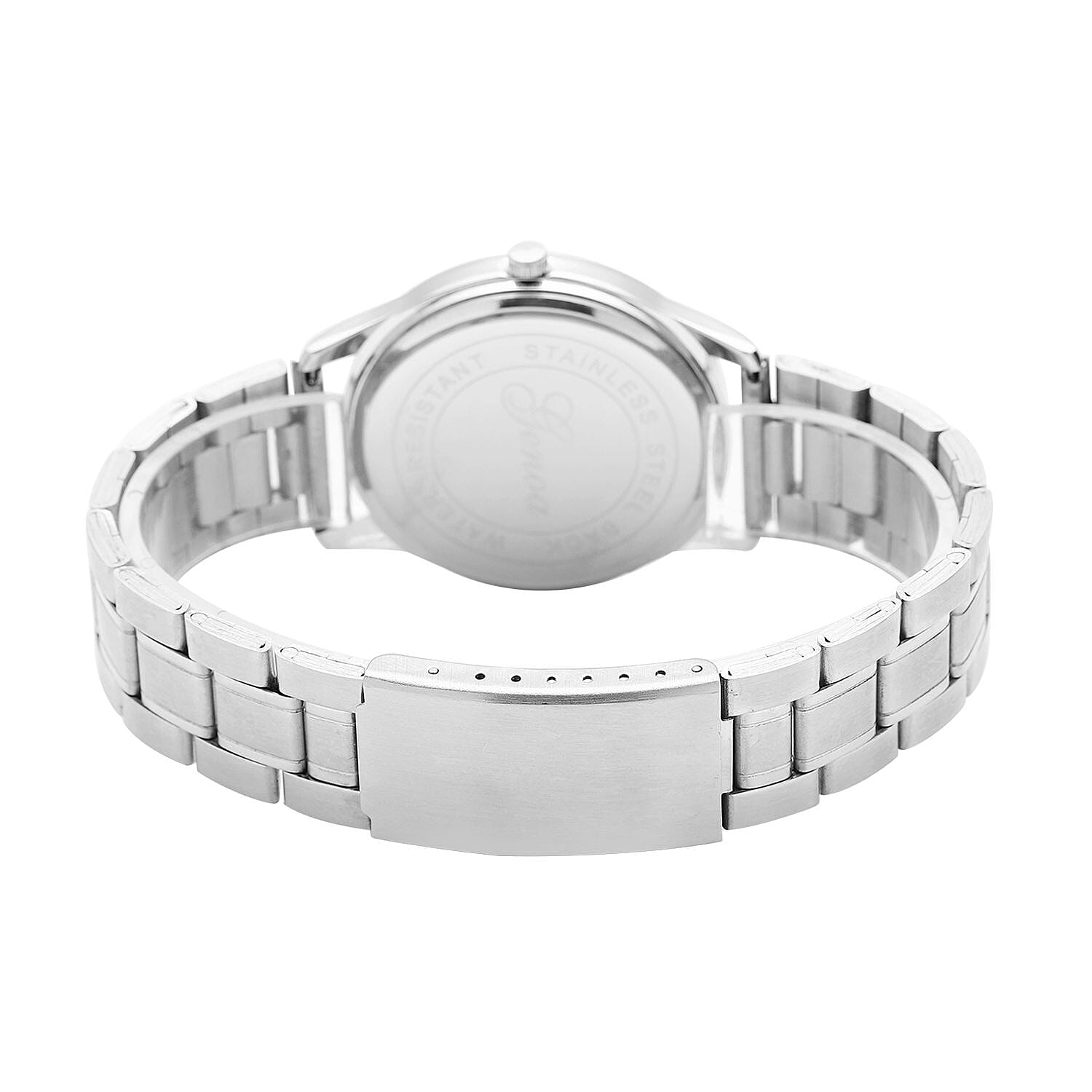 GENOA Japan Movement White Dial Water Resistant Watch with Stainless Steel Strap