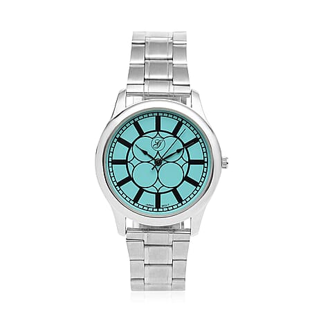 GENOA Japanese Movement Turquoise Blue Dial Water Resistant Watch with Stainless Steel Strap