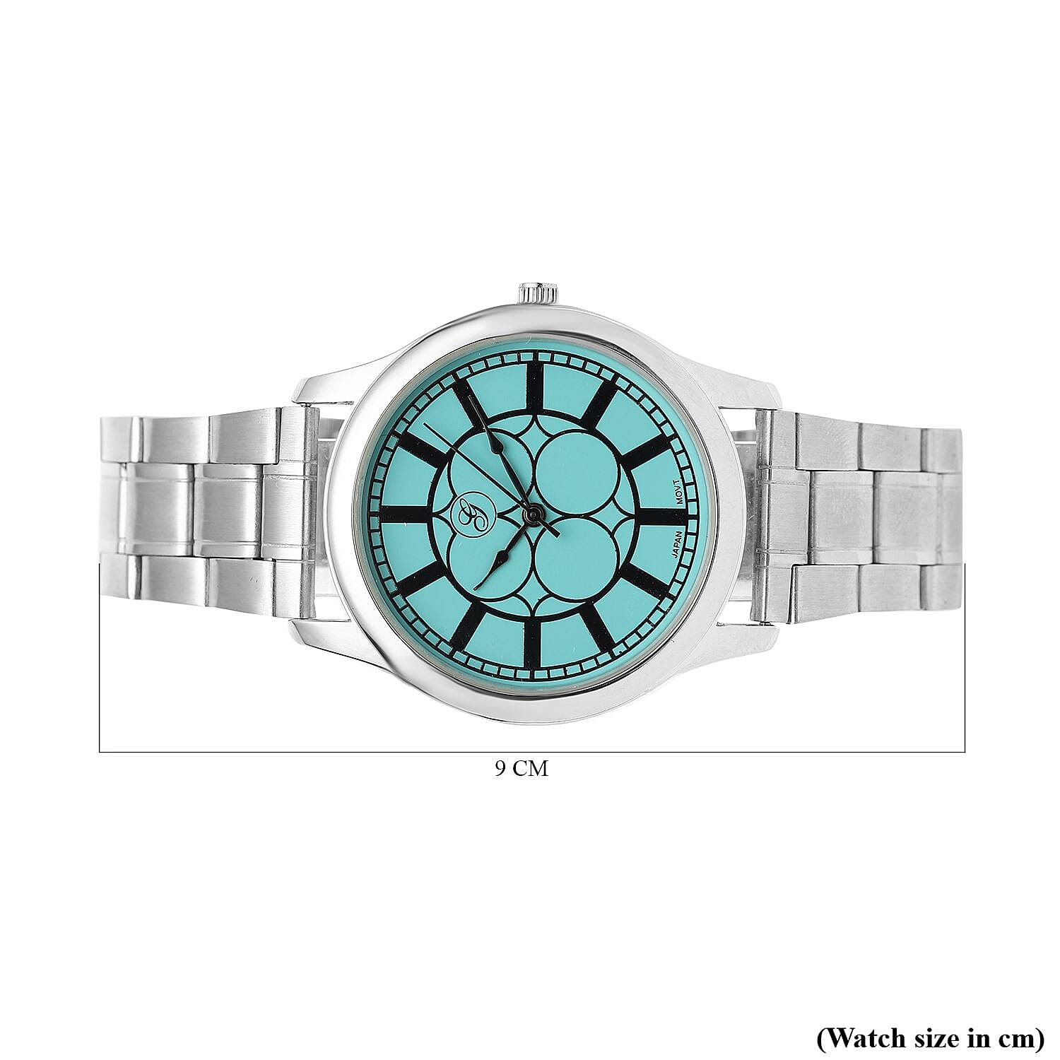 GENOA Japanese Movement Turquoise Blue Dial Water Resistant Watch with Stainless Steel Strap