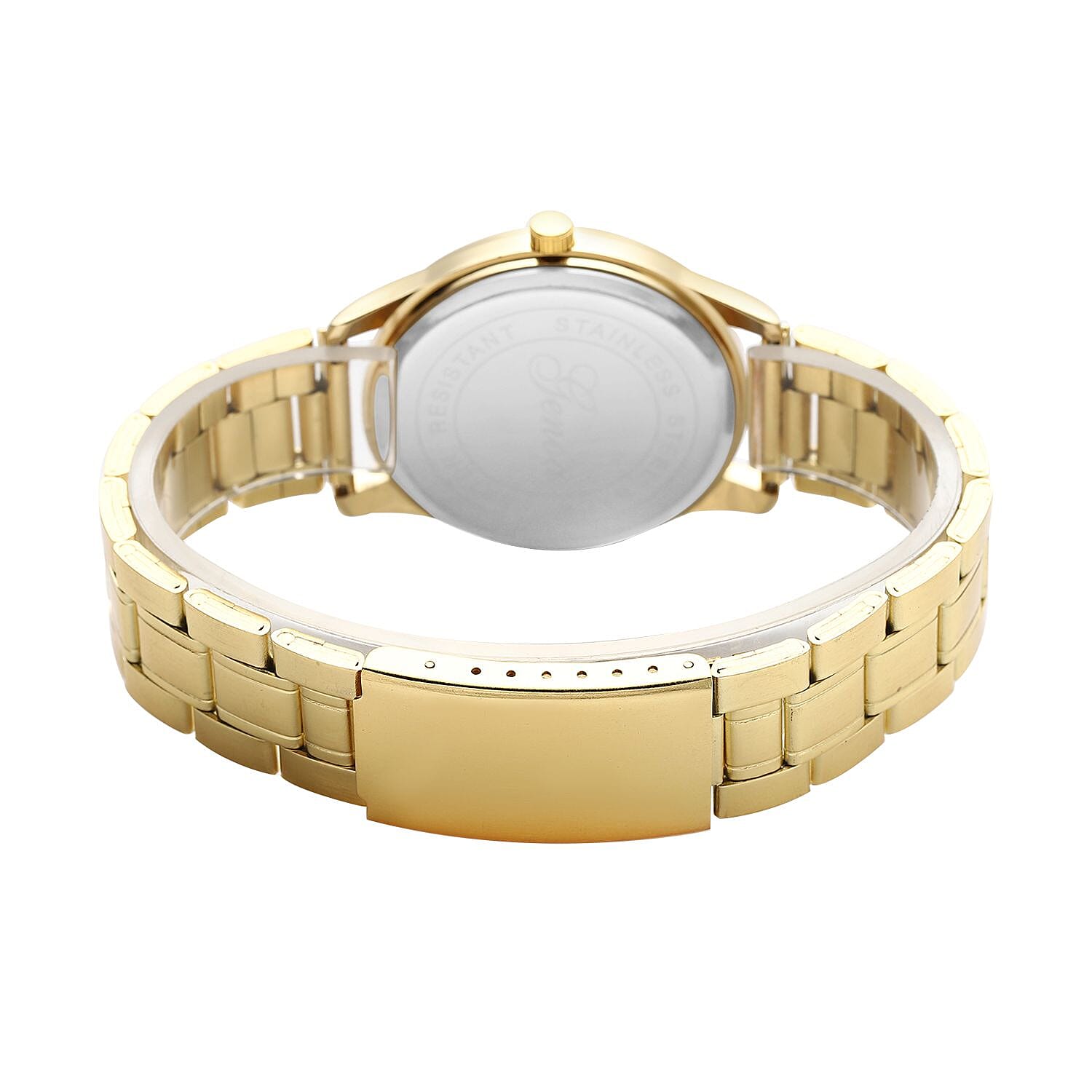 GENOA Japanese Movement Black Dial Water Resistant Watch with Stainless Steel Strap