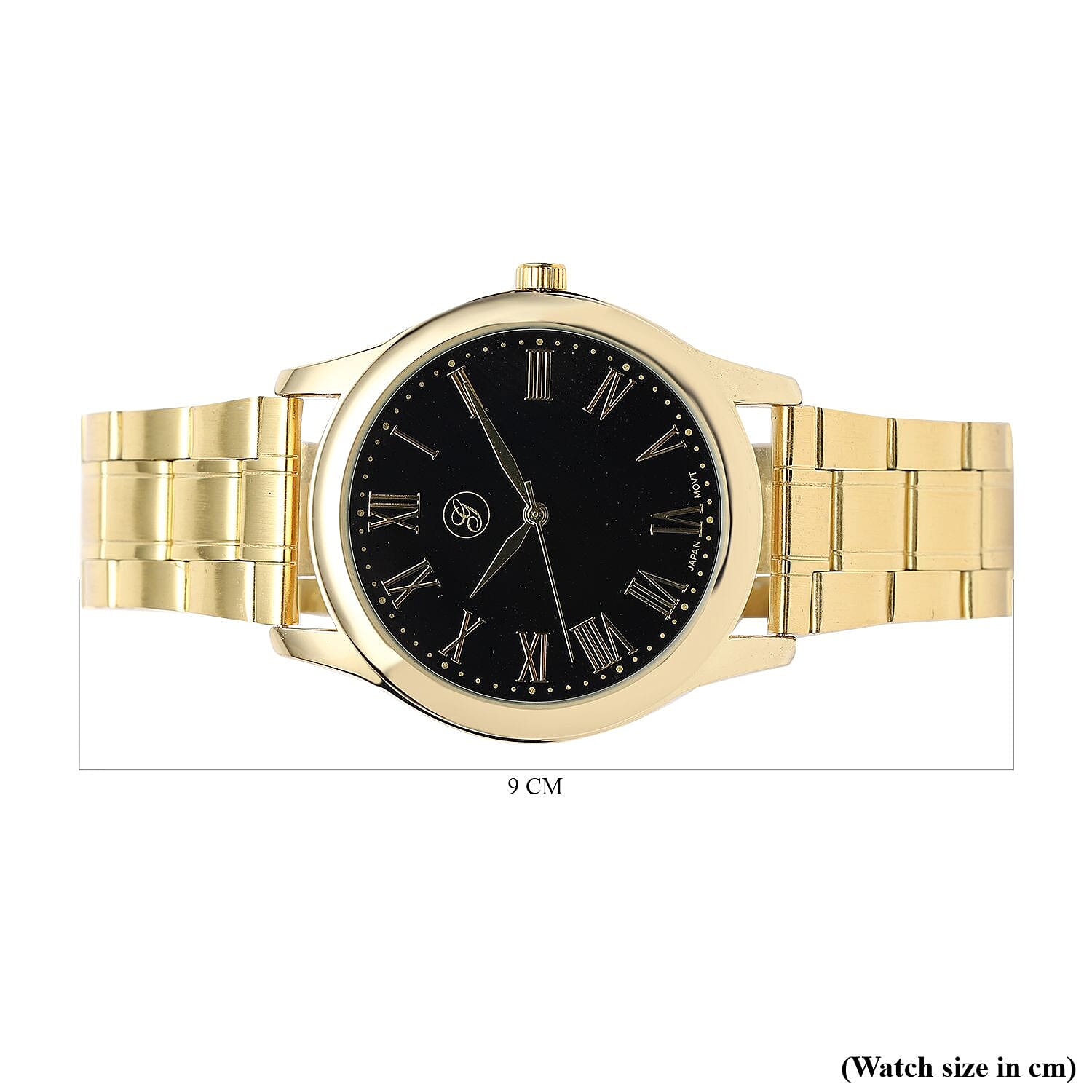 GENOA Japanese Movement Black Dial Water Resistant Watch with Stainless Steel Strap