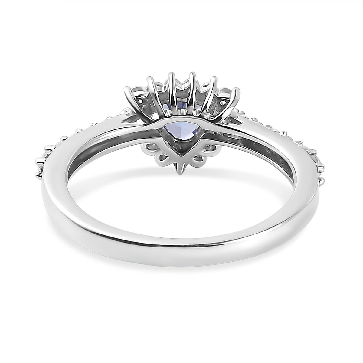 Tanzanite and Natural Cambodian Zircon Ring in Platinum Overlay Sterling Silver