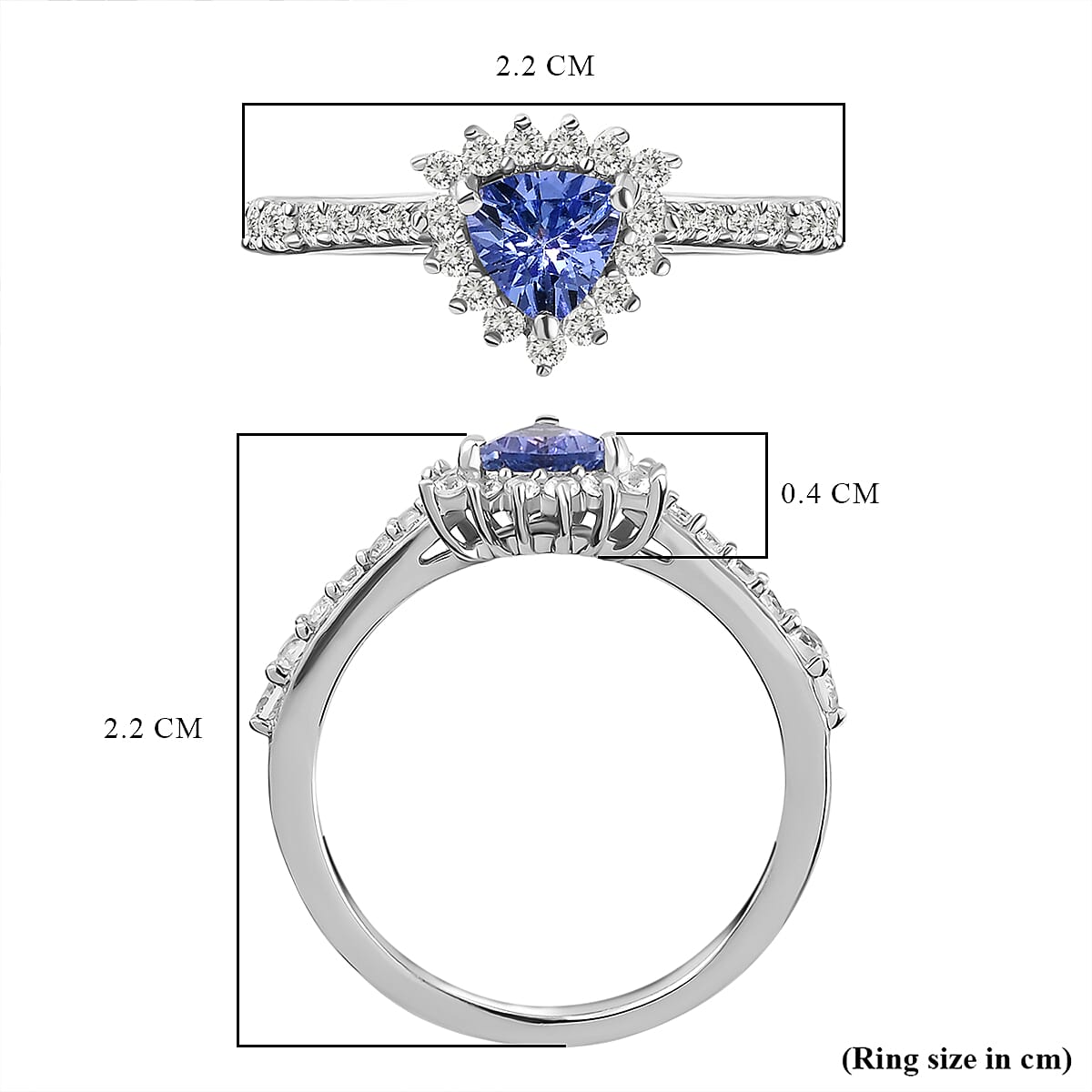 Tanzanite and Natural Cambodian Zircon Ring in Platinum Overlay Sterling Silver
