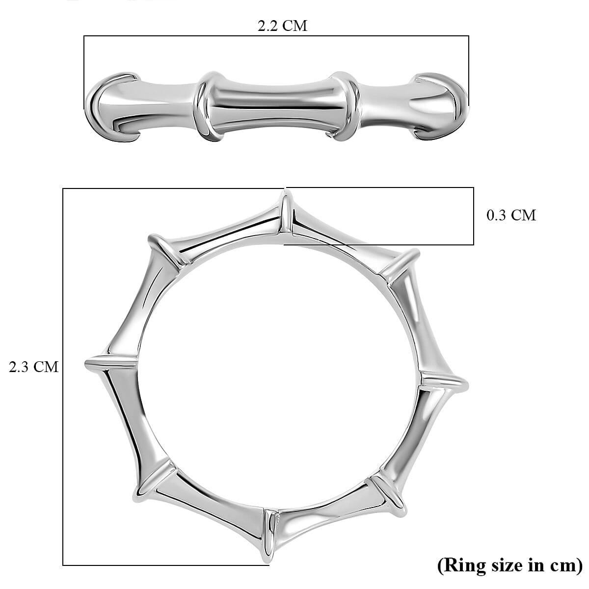 Sundays Child Platinum Overlay Sterling Silver Bamboo Inspired Ring