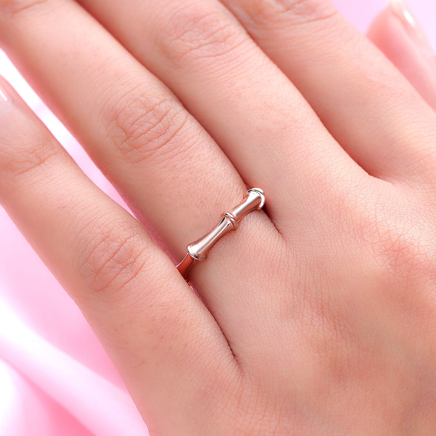 Sundays Child Rose Gold Overlay Sterling Silver Bamboo Inspired Ring