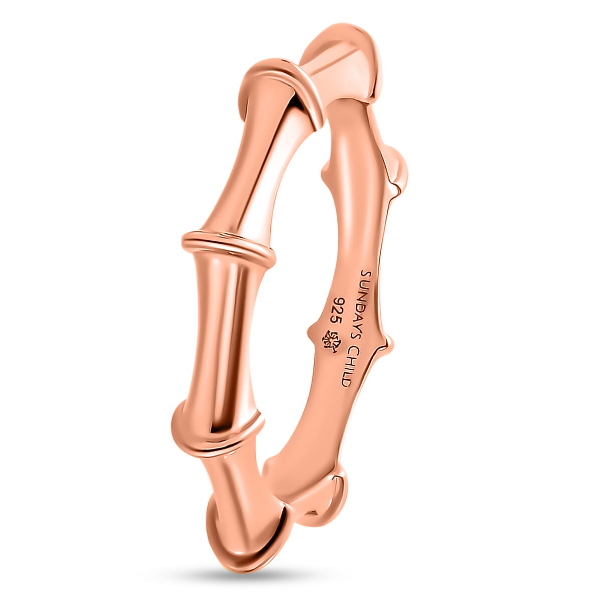 Sundays Child Rose Gold Overlay Sterling Silver Bamboo Inspired Ring