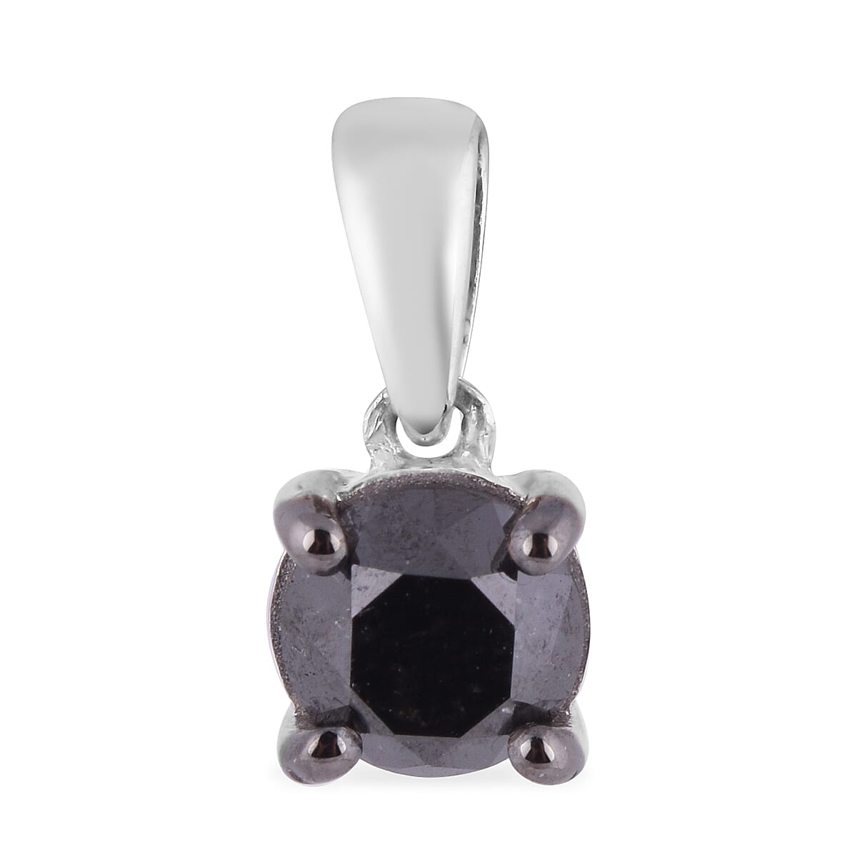 Black Diamond Pendant in Platinum Overlay Sterling Silver 1.02 Ct.
