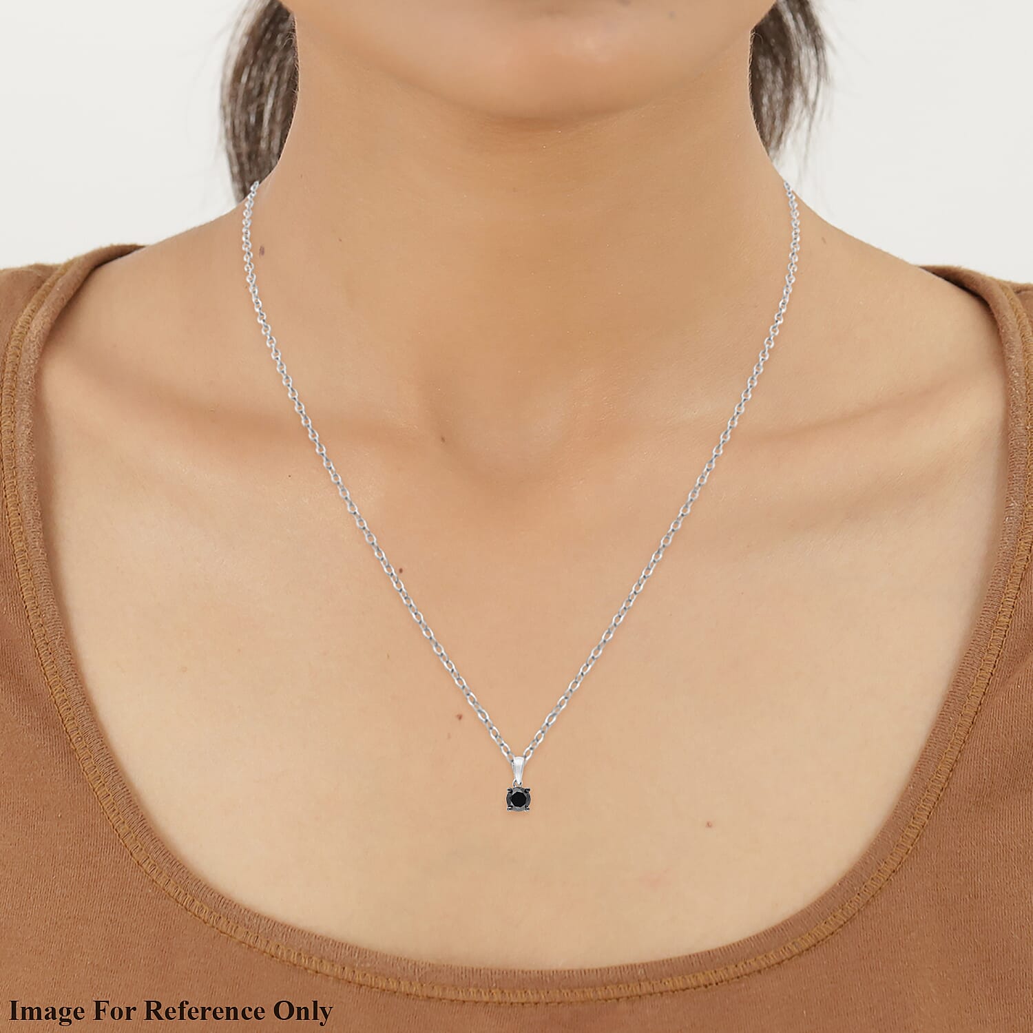 Black Diamond Pendant in Platinum Overlay Sterling Silver 1.02 Ct.