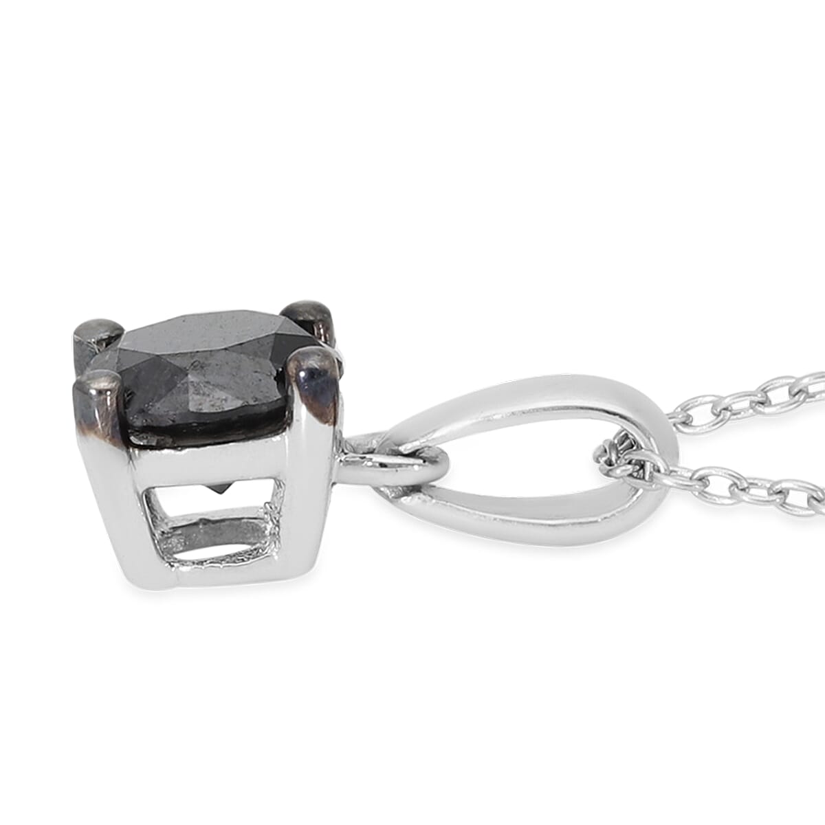 Black Diamond Pendant in Platinum Overlay Sterling Silver 1.02 Ct.