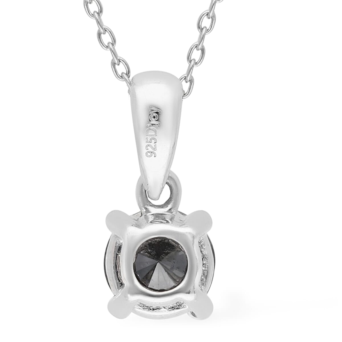 Black Diamond Pendant in Platinum Overlay Sterling Silver 1.02 Ct.