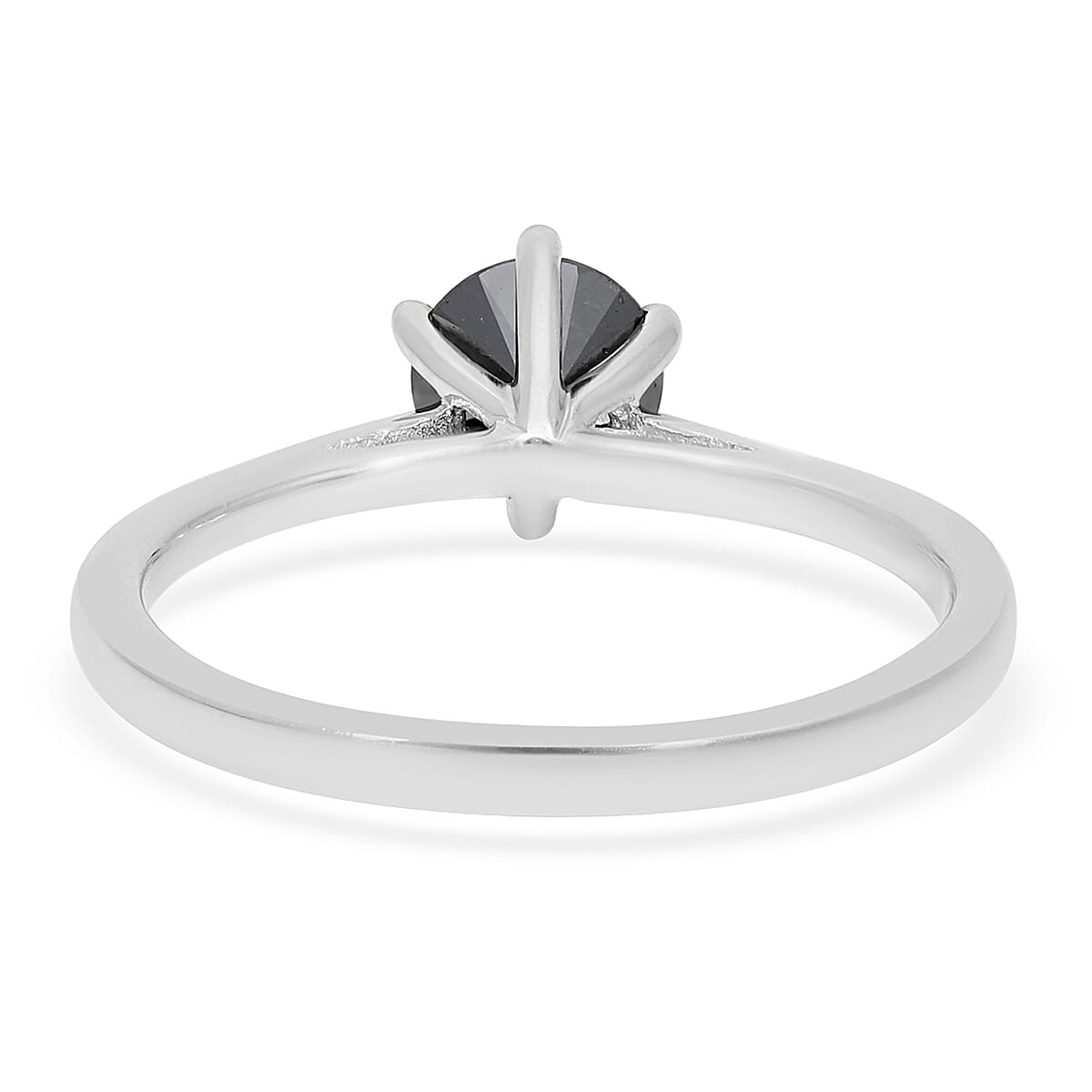 Black Diamond Solitaire Ring in Platinum Overlay Sterling Silver 1.00 Ct.