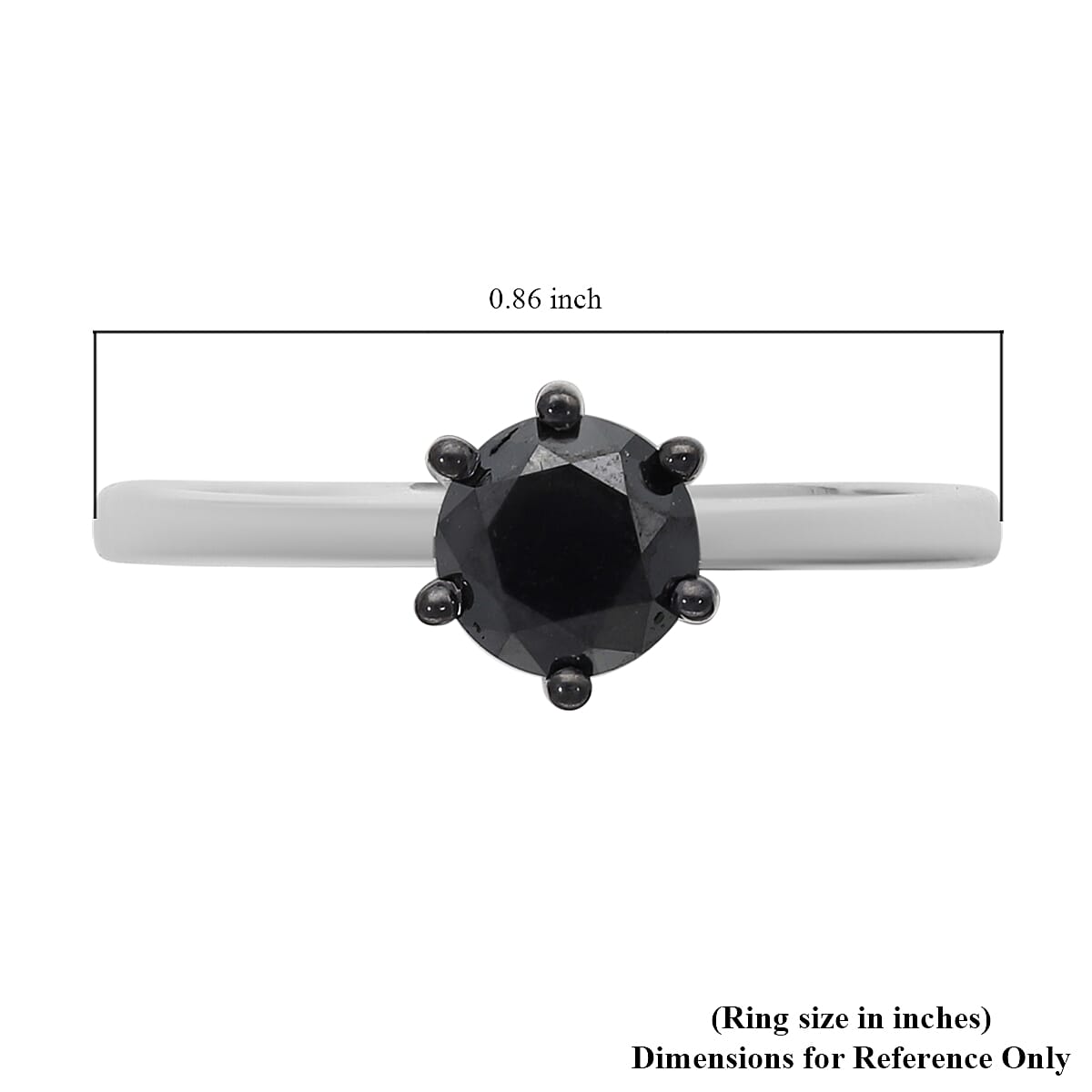 Black Diamond Solitaire Ring in Platinum Overlay Sterling Silver 1.00 Ct.