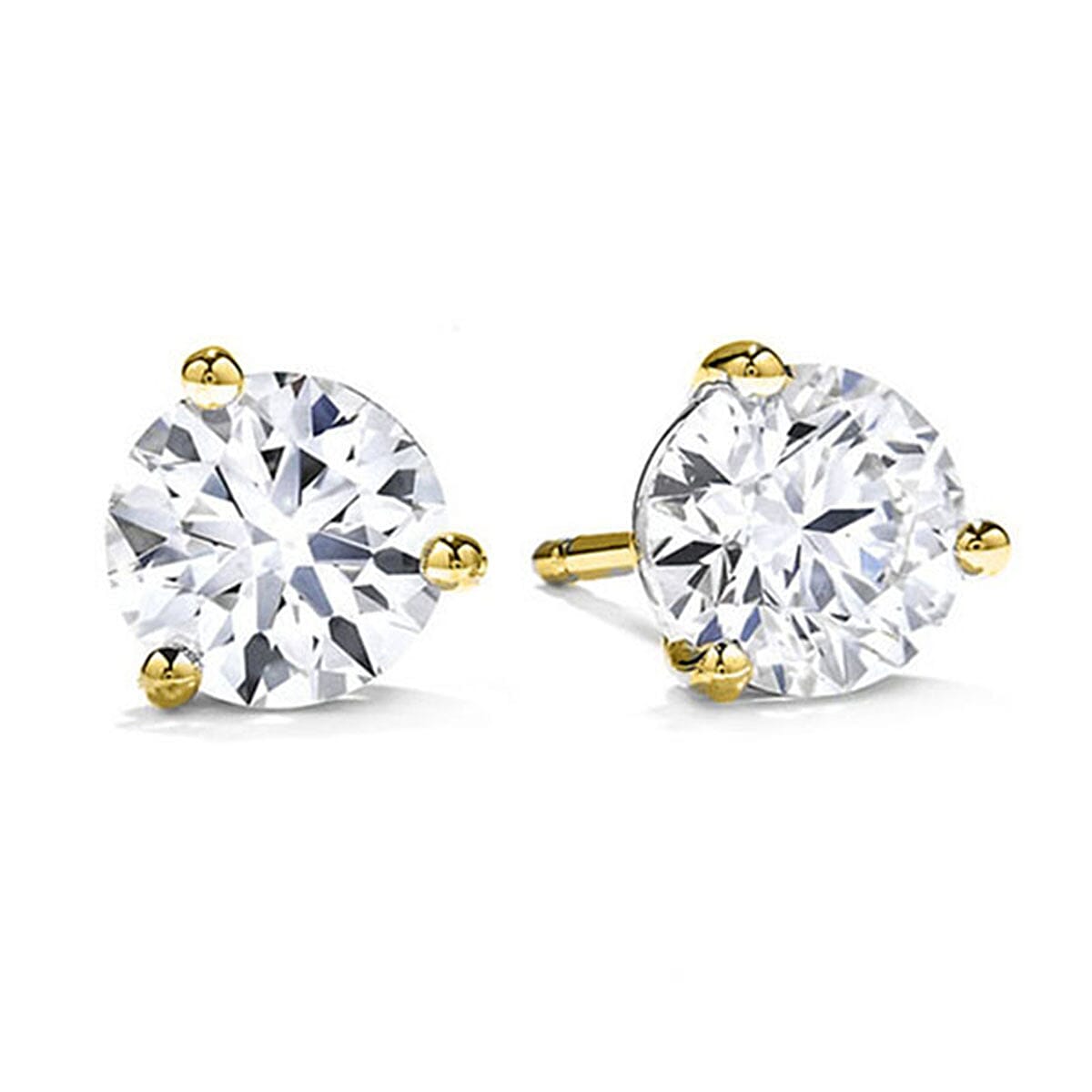 14K Yellow Gold AAA Simulated Diamond Stud Earrings (with Push Back) 1.50 Ct.