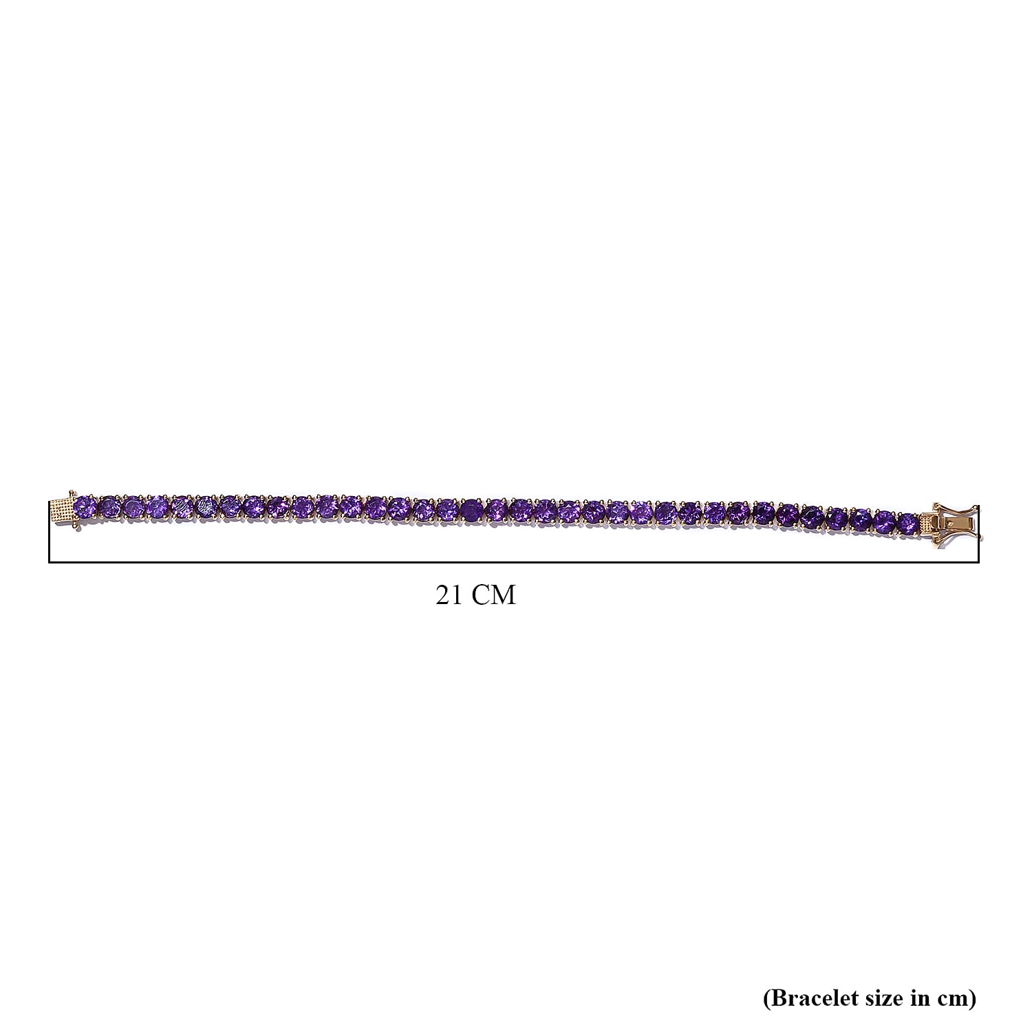 Amethyst Bracelet (Size - 7.5) in 14K Gold Overlay Sterling Silver 15.40 Ct, Silver Wt. 12.70 Gms