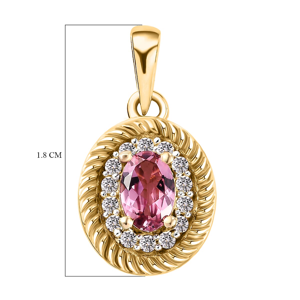 Pink Tourmaline and Natural Cambodian Zircon Pendant in 14K Gold Overlay Sterling Silver