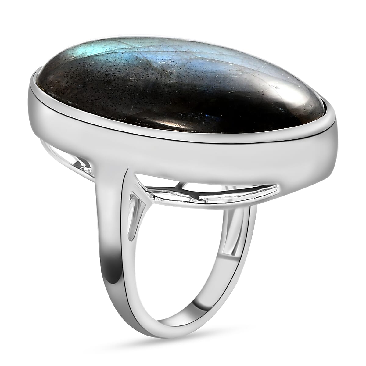 Labradorite Solitaire Ring in Sterling Silver 32.43 Ct, Silver Wt. 6.37 Gms