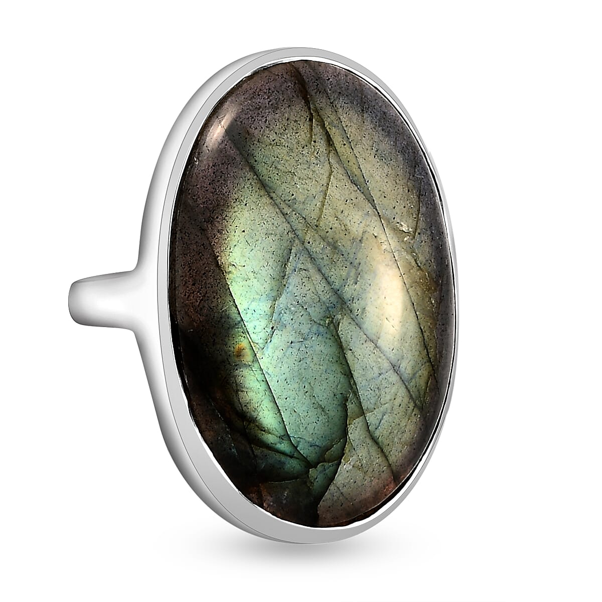 Labradorite Solitaire Ring in Sterling Silver 32.43 Ct, Silver Wt. 6.37 Gms