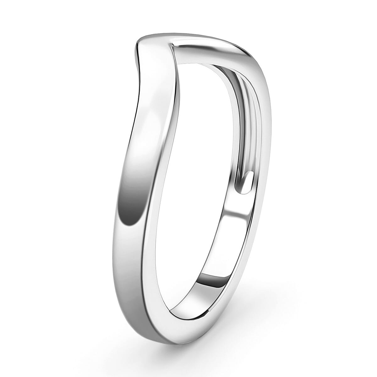 Platinum Overlay Sterling Silver Wishbone Ring
