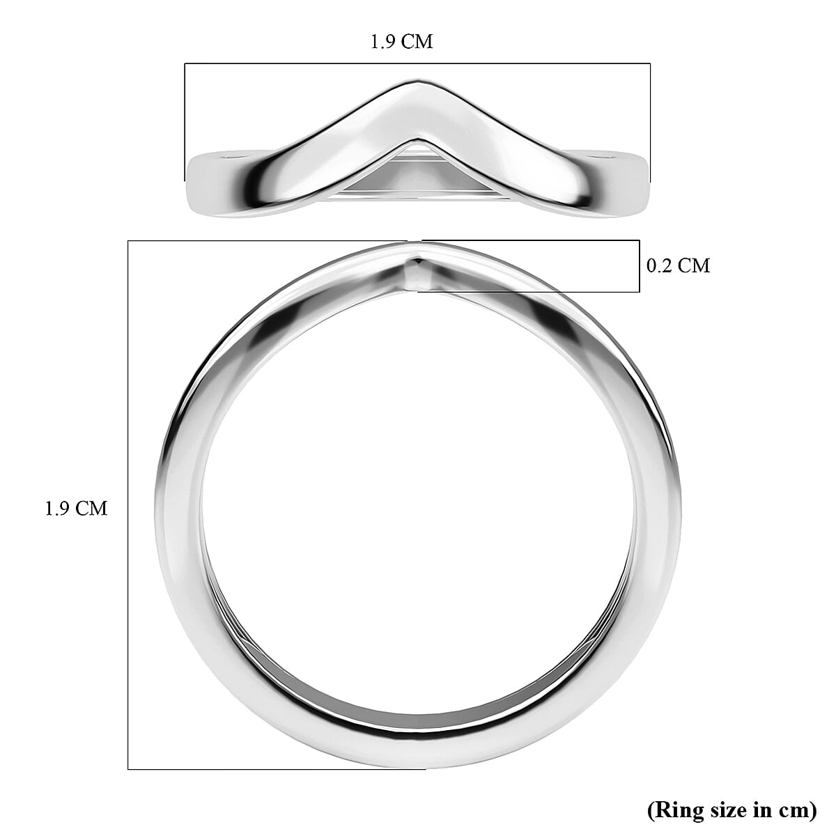 Platinum Overlay Sterling Silver Wishbone Ring