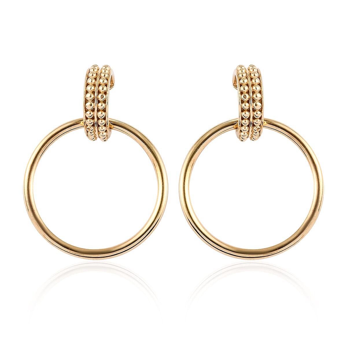 Sundays Child - Yellow Gold Overlay Sterling Silver Circle Earrings (with Push Back), Silver Wt. 8.00 Gms
