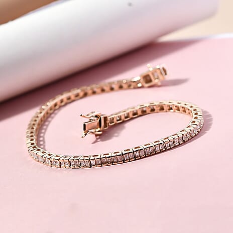 9K Rose Gold SGL Certified Diamond (I3/G-H) Cluster Bracelet (Size - 7.5) 2.00 Ct, Gold Wt. 11.56 Gms