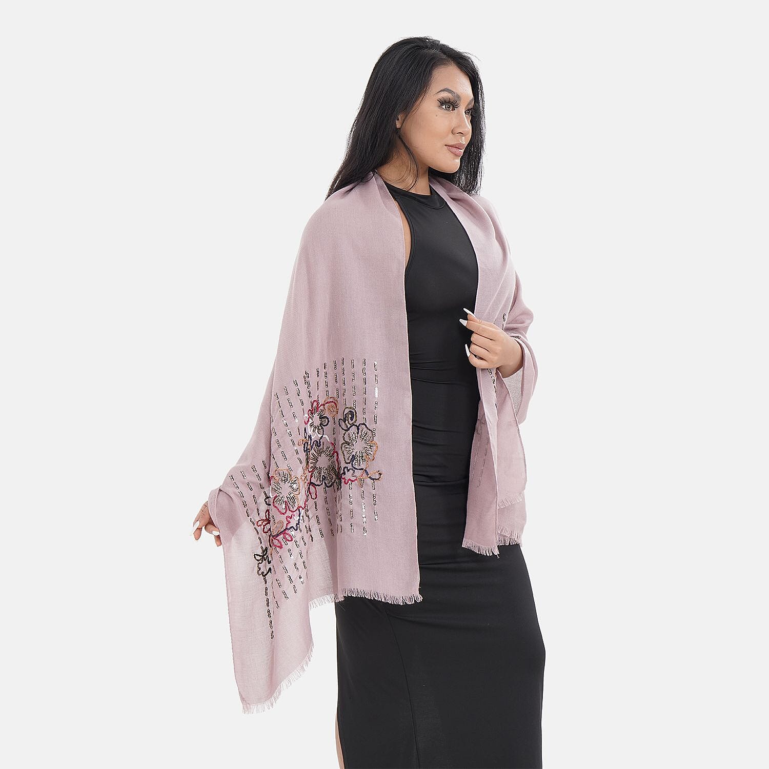 Close Out Embroidered Scarf (One Size) - Pink