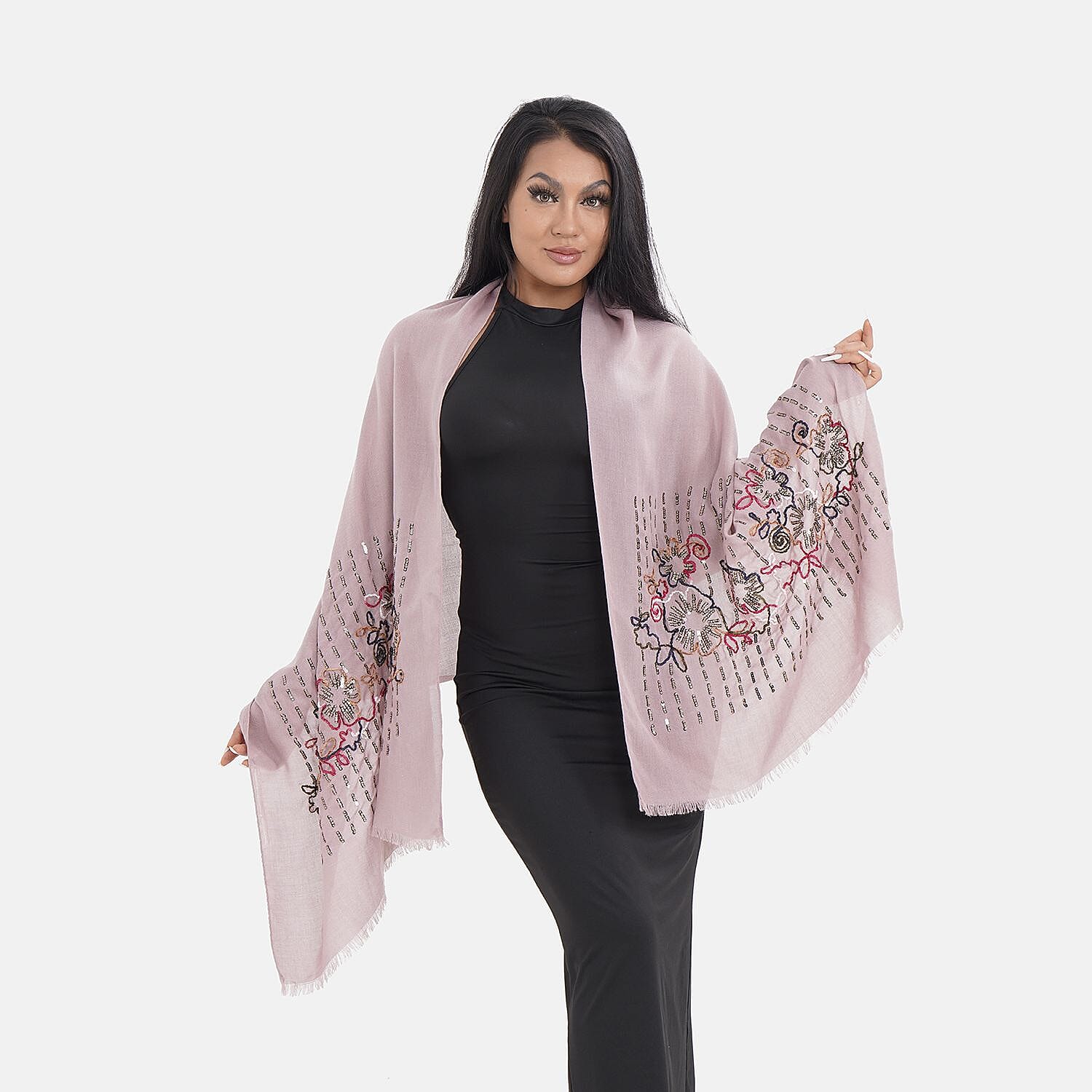 Close Out Embroidered Scarf (One Size) - Pink