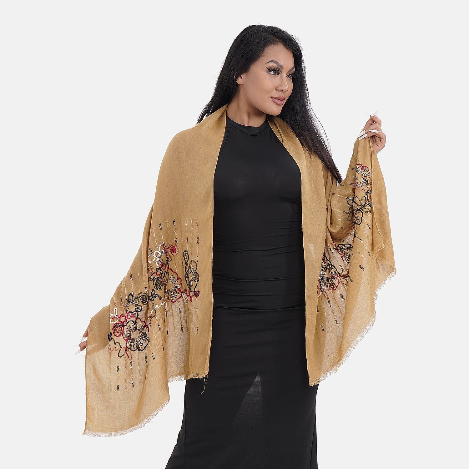 Close Out Embroidered Scarf (One Size) - Yellow